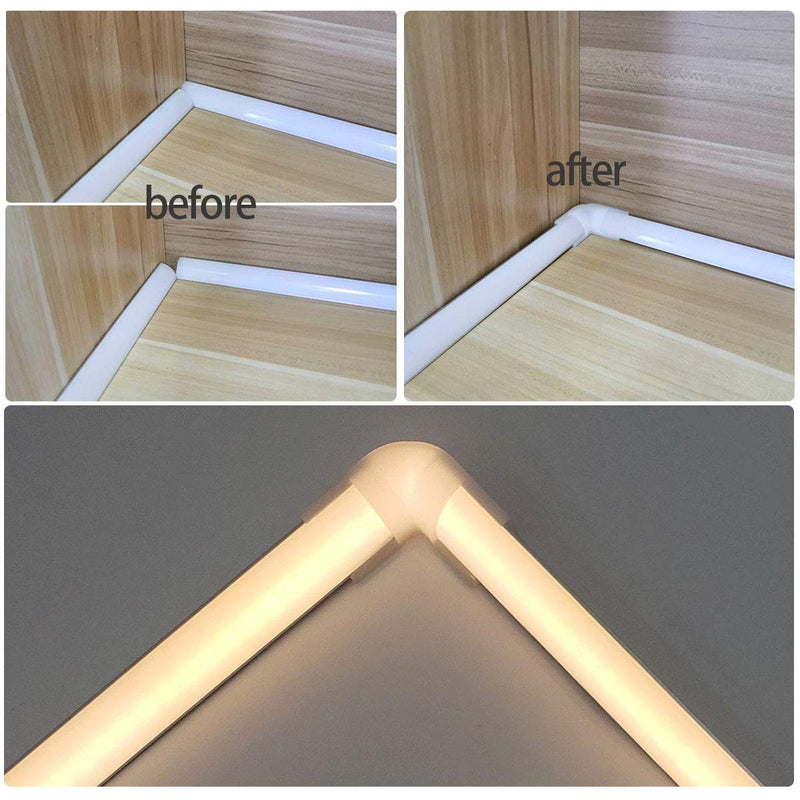 HAMRVL Led Aluminum Channel Corner Kit for Led Strip Lights L Shape 45x45 90 Degree Connectors Suit for V Shape Kitchen Cabinets LED Aluminum System 16x16mm with Screw Angle Turning Solution V style 90 degree