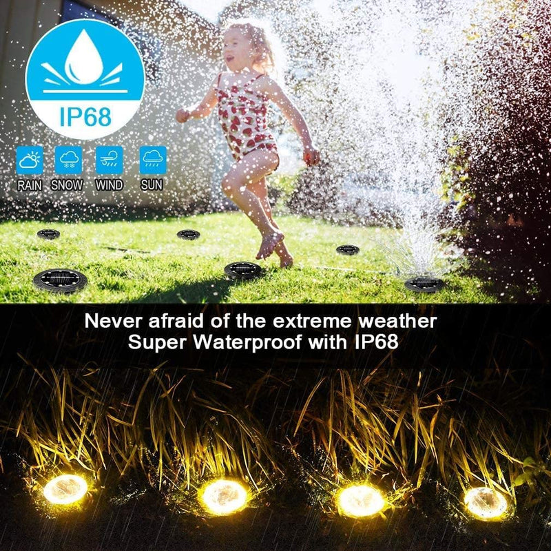 Solar Powered Ground lights 12 Pack,Waterproof LED Solar Lights Outdoor Solar Disk Lights Decorative,Solar Garden Lights for Landscape Pathway Patio Yard Walkway Path Lawn Driveway Lighting Warm White Black