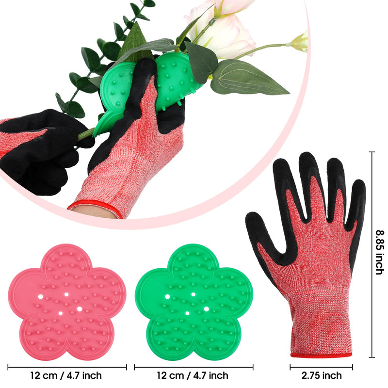 WILLBOND 11 Pcs Rose Thorn Remover Valentine Leaf Stripping Tool Garden Pruning Shear Scissors Kit Thorn Remover for Roses Floral Gloves and Floral Tape for Outdoor Gardening Flower(Pink, Green) Pink, Green