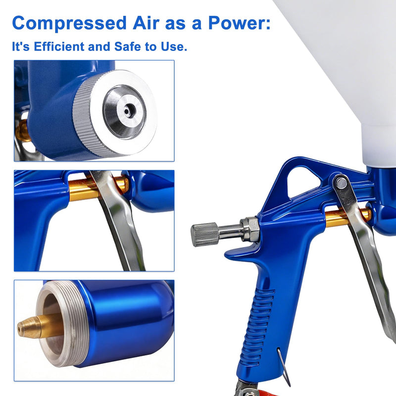Air Texture Gun, Drywall Hopper Sprayer with 3 Nozzles, 1.5 Gallon Blue