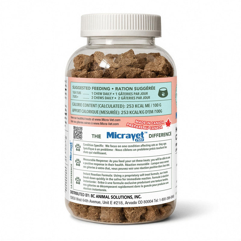 MicraVet Pro Cat Hairball Skin & Coat Health Soft Chews–Hairball Control,Shedding Support, Itchy Skin Relief & Shiny Coat Formula with Biotin,Zinc,Probiotics & Vitamin E–Soft Chew Supplements for Cats