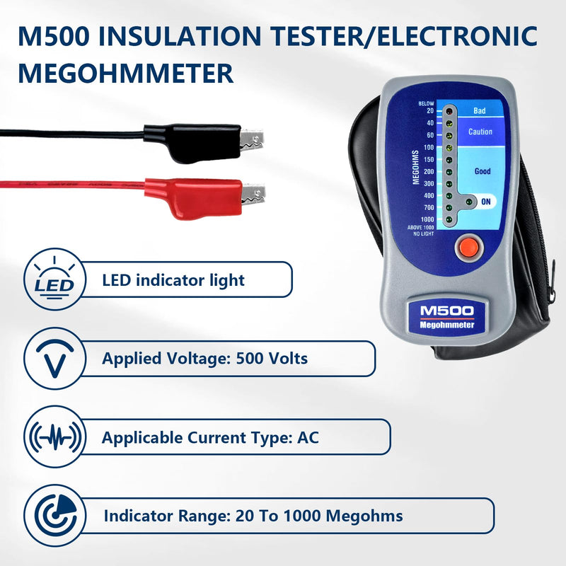 M500 Megohmmeter for Insulation Testing，Compatible with Supco M500 Electronic Megohmmeter，Will accurately Measure Insulation Values up to 1000 Megohms at 500 Volts