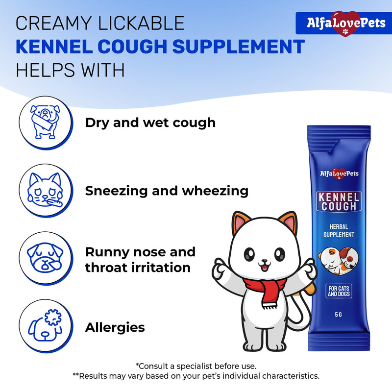 Dry & Wet Kennel Cough Medicine for Dogs and Cats: Effective Supplement for Sneezing, Allergies, and Runny Nose – Lickable Dog Cough Medicine for Breathing Care – 10 Sticks x 5 g 10 creamy sticks (1.76 Fl Oz)