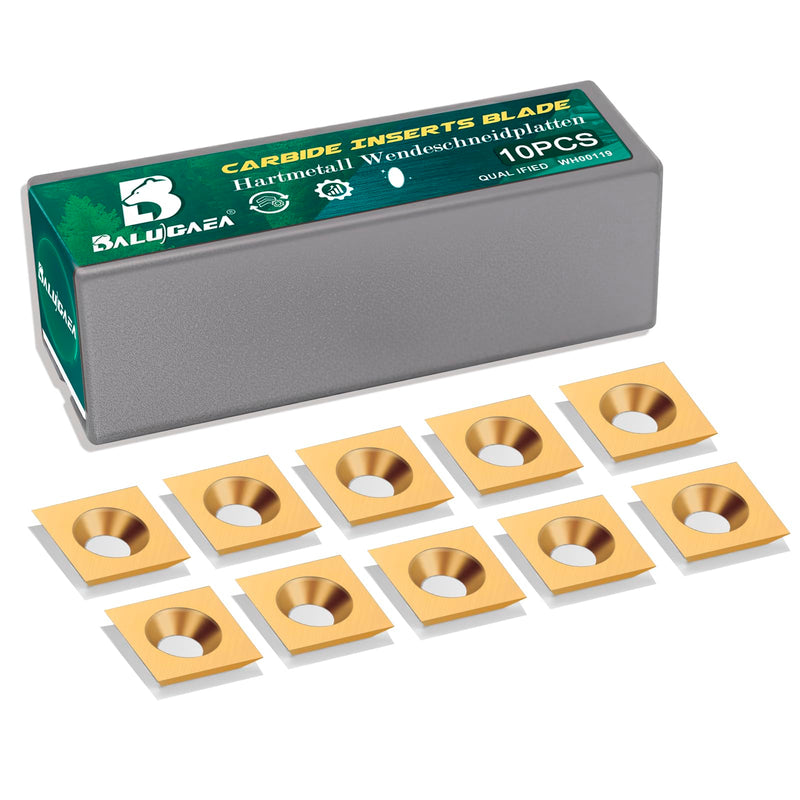 12mm Square Corner Carbide Inserts with TiN Coating, 10 Pieces | 12mmx12mm, 2.2mm Thick 35 Degree Cutting Angle, for Slab Flattening Bit CNC Spoilboard Surfacing Router Bit Replacement Blade Insert 12 x 12 x 2.2mm 35Degrees 10pieces TiN