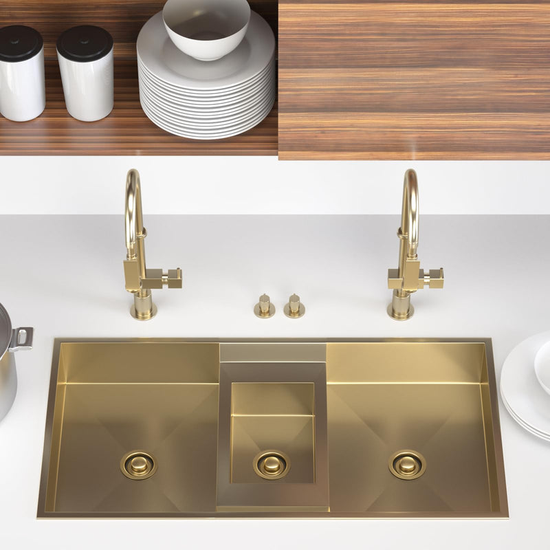 Kitchen Sink Garbage Disposal Flange and Sink Stopper,fit Stainless Steel 3-1/2 inch Standard Sink Drain Opening Kitchen Sink Replacement Accessories (Gold Bright) Gold Bright
