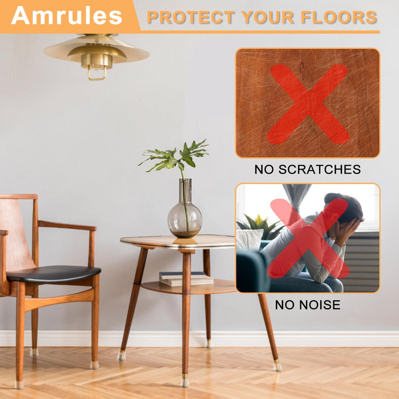 36Pcs Chair Leg Floor Protectors for Hardwood Floors, Silicone Chair Feet Caps to Protect Tile Floors, Felt Pads Furniture Leg Covers from Scratches and Noise (Clear, Large Fit: 1.3''–2'') Clear-36pcs Universal L(Fit:1.3"-2")