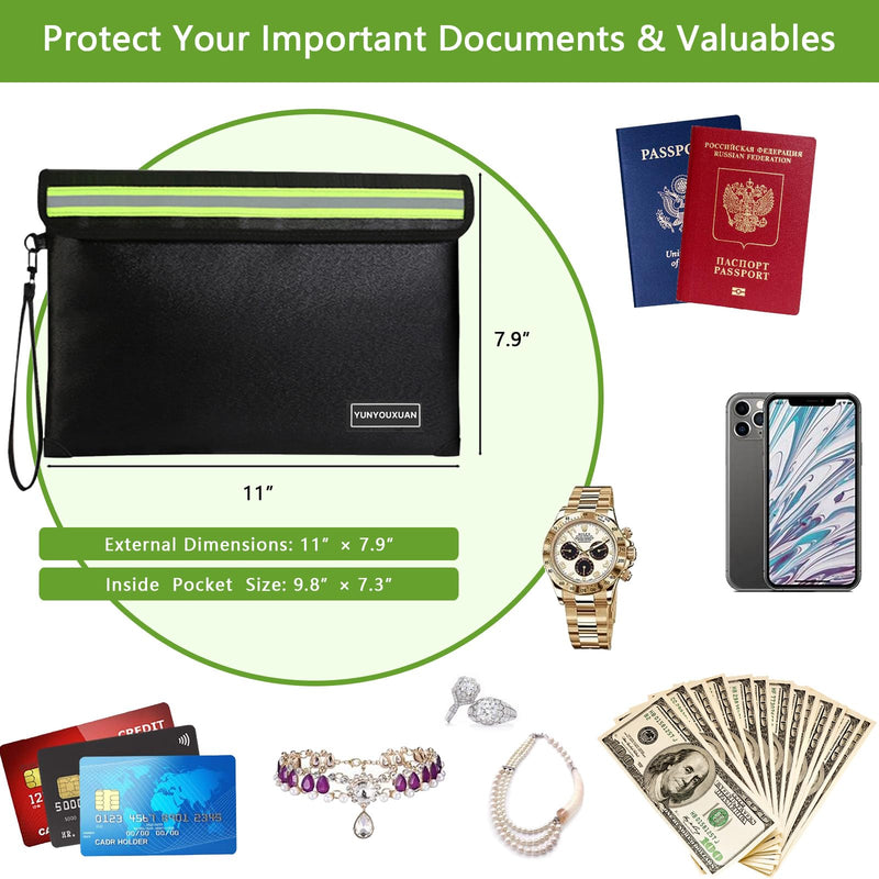 5200°F Fireproof Document Bag(11"x7.9"), Waterproof Fireproof Bag with Zipper, 8 Layers Fire Insulation, Fireproof Money Bag for Cash, Important Documents and Valuables (Small) Small