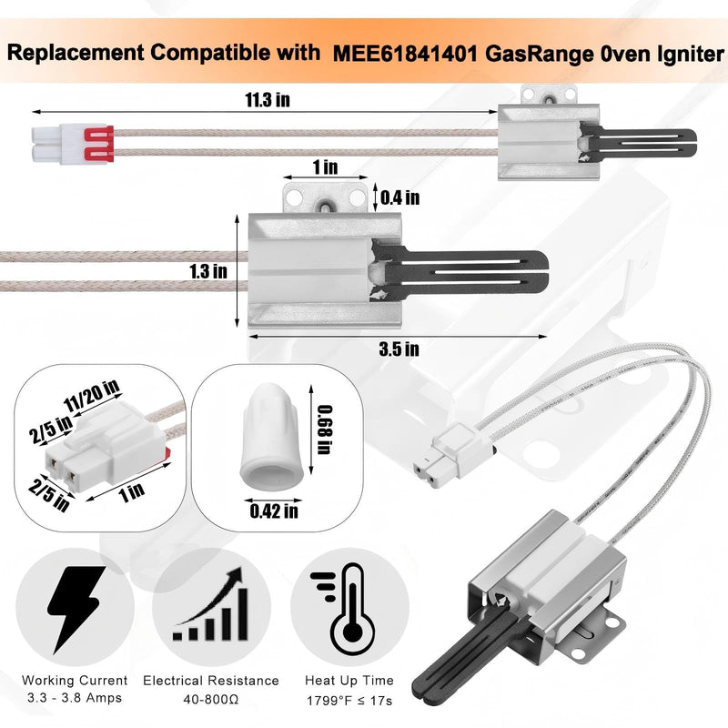 Mee61841401 Gas Range Oven Igniter Replacement Dg32-00002b Range Oven Temperature Sensor Probe Compatible with Samsung LG Replaces Mee61841403 Mee63084901