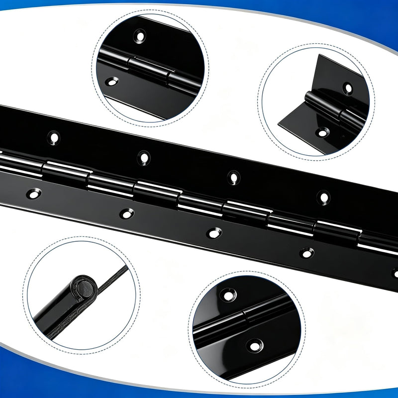 2Pack Black Piano Hinge 48 Inch x 2 Inch Open Width 48" x 2"