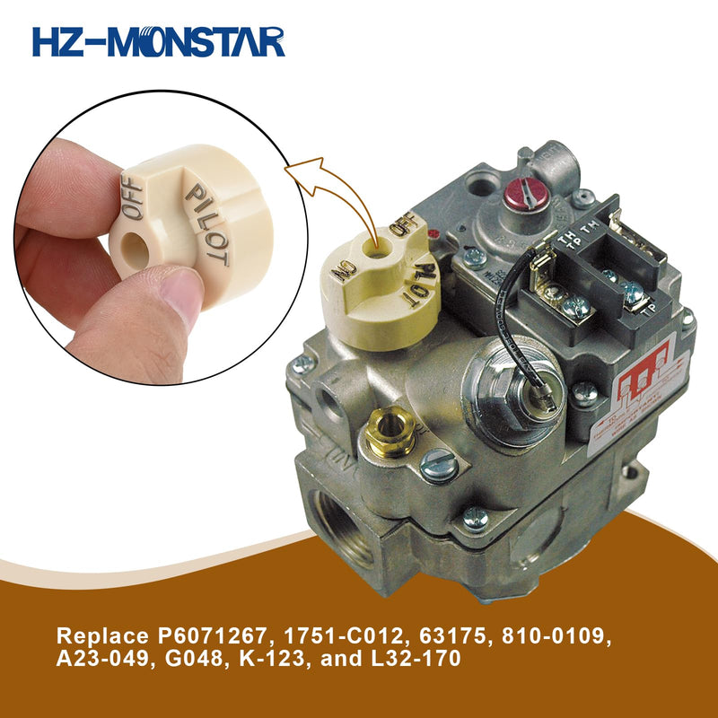 Control Valve Beige Pilot Dial Knob and 200-400°F Thermostat Knob, P6071267 1751-012 Gas Valve Beige Knob Pilot Dial, Thermostat Dial Knob Compatile with Fryers, Range, Braising Pan