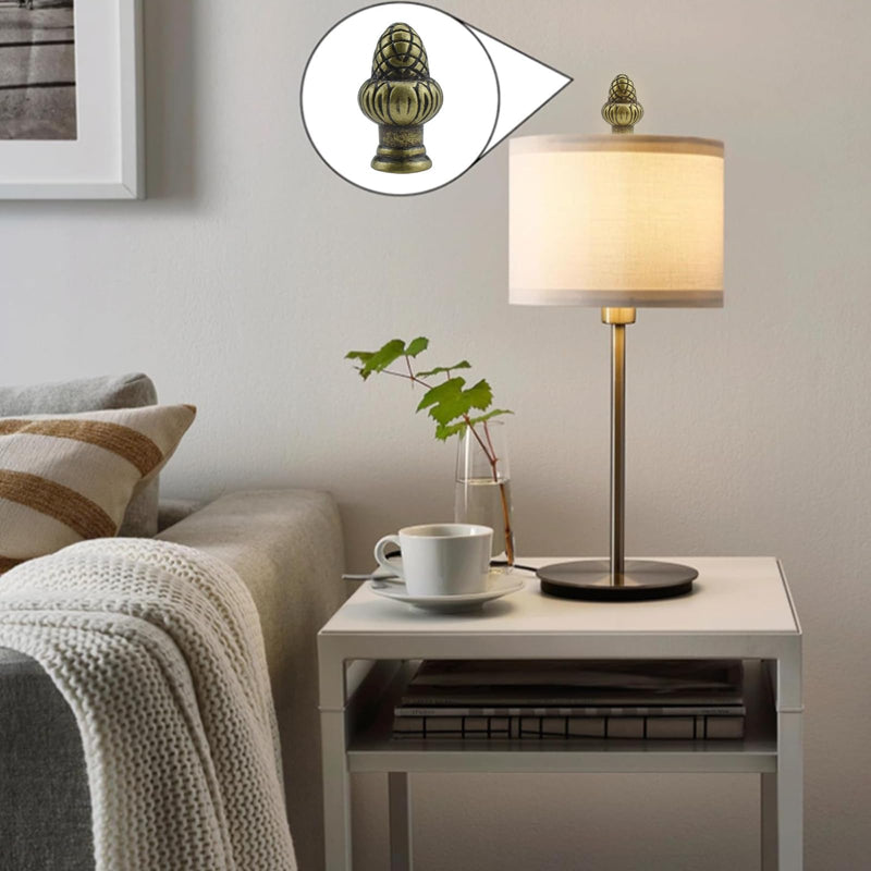 Bronze Brass Solid Lamp Finial Cap Knob Retro Lamp Finial Decoration with Dual-Thread Screw for Lamp Shade Holder Harp Tops, Fit Both 1/8 IP(3/8") and 1/4-27, 2 Pack Bronze