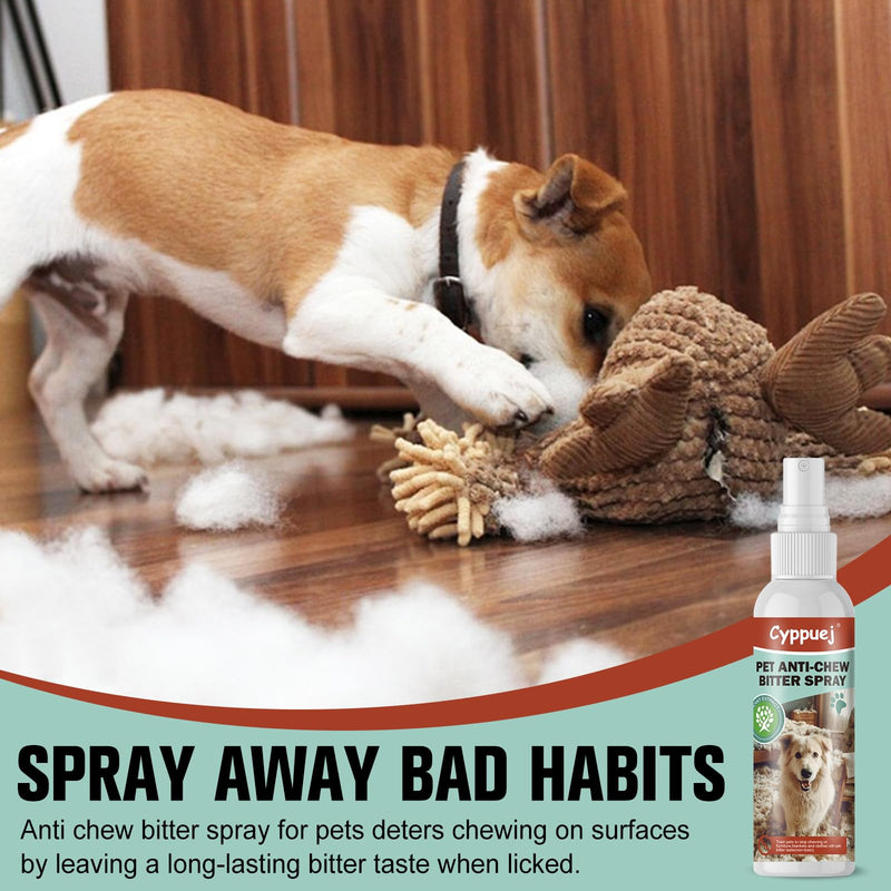 No Chew Spray for Dogs Cats,Bitter Apple Spray for Puppy to Protect Furniture Shoes Belongings, Natural Dog Anti Bite Training Aid Stops Chewing and Licking (2x4.06FL.OZ),Alcohol-Free 120ML of 2 BOTTLES