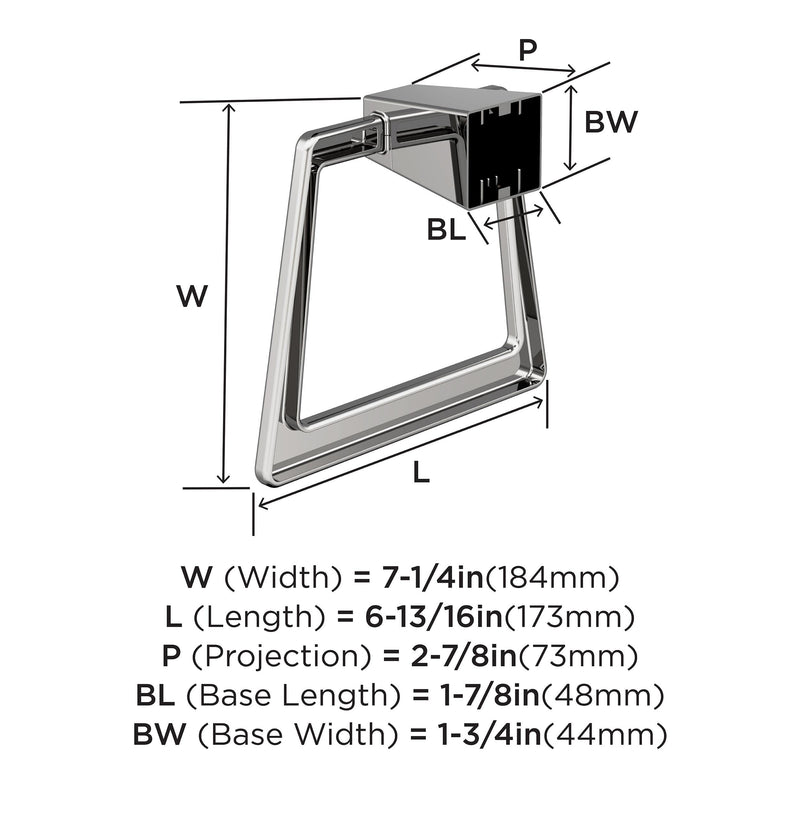 Amerock BH3600226 | Chrome Towel Ring | 6-13/16 inch (173 mm) Width Towel Holder | Blackrock | Hand Towel Holder for Bathroom Wall | Small Kitchen | Bath Accessories