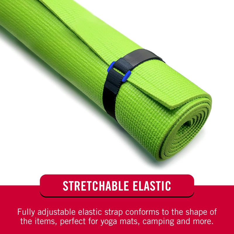 VELCRO Brand VEL-30792-AMS 15 Inch Elastic Straps 4 Pack | Stretchable and Adjustable for Snug Fit | Fasten Lumber, Yoga Mats, Tools, Camping Equipment, More | Cinch with Buckle, Black 15x1 4PK Medium 15"