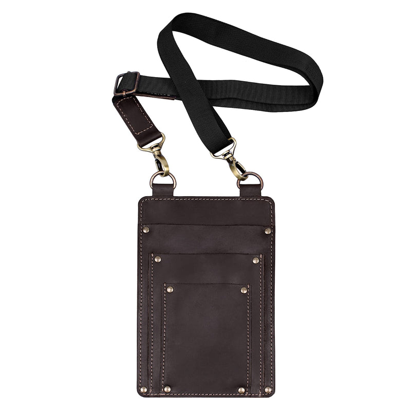 Leather Florist Tool Belt Bag Garden Farmer Pouch Organizer - Hand Tools Holder Utility Kit (Dark Brown) Dark Brown