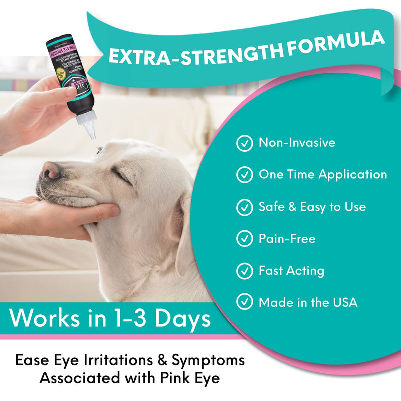 Curicyn Pink Eye Solution, Conjunctivitis Eye Drops for Dogs, Cats, Livestock and Horses – Pain Free, Non-Steroidal Dog Eye Wash with Purified Anolyte - Effects Observed in 1-3 Days 3 oz - PawsPlanet Australia