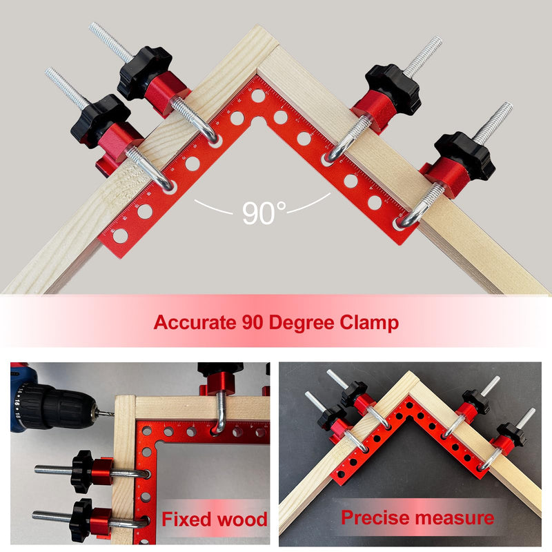 Corner Clamp for Woodworking, 4 Pcs 90 Degree Right Angle Corner Clamps, Premium Aluminum Alloy 5.5"x5.5" Squares for Precise Positioning & Clamping, Ideal for Cabinet & Picture Frame Assembly 4 Pcs Right Angle Clamps