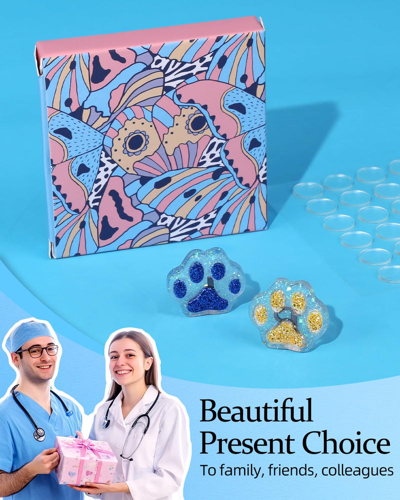 Plifal Xray Markers with Lead Initials Paw - X-ray Markers Glitter Blue & Yellow Resin Radiology with Letter Include Reusable Adhesive Tape to Nurse Radiologist Badge Reel Buddy, Easy to Identify Blue Yellow