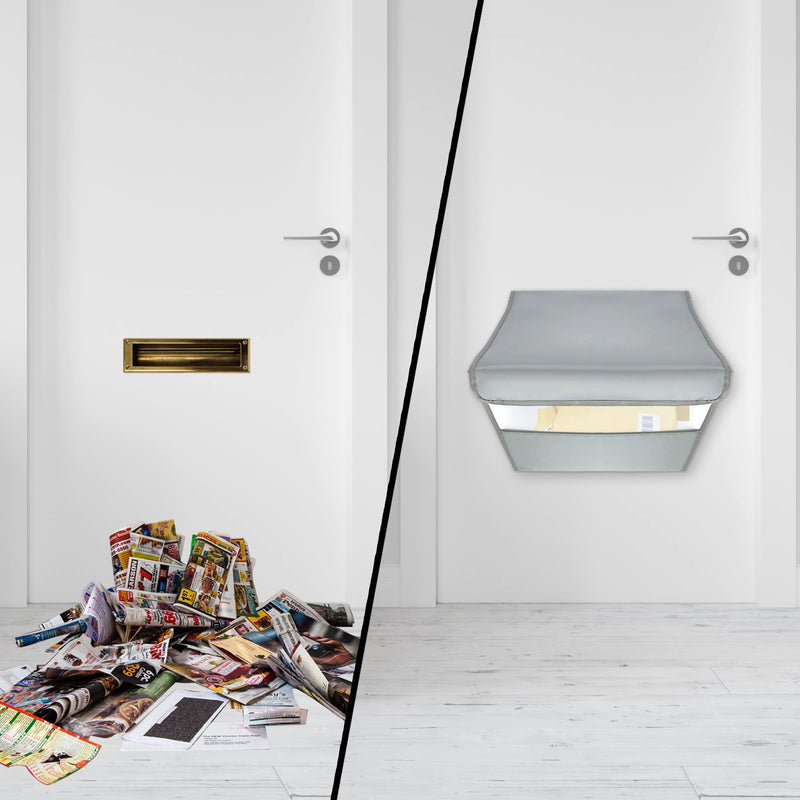 Mail Slot Catcher for Door Mail Slot, Grey Mail Catcher Bag, Indoor Mail Slot Cover Interior Draft Stopper, Large Size, Self-Adhesive, Large Capacity, Practical Garage Door Accessories Gray