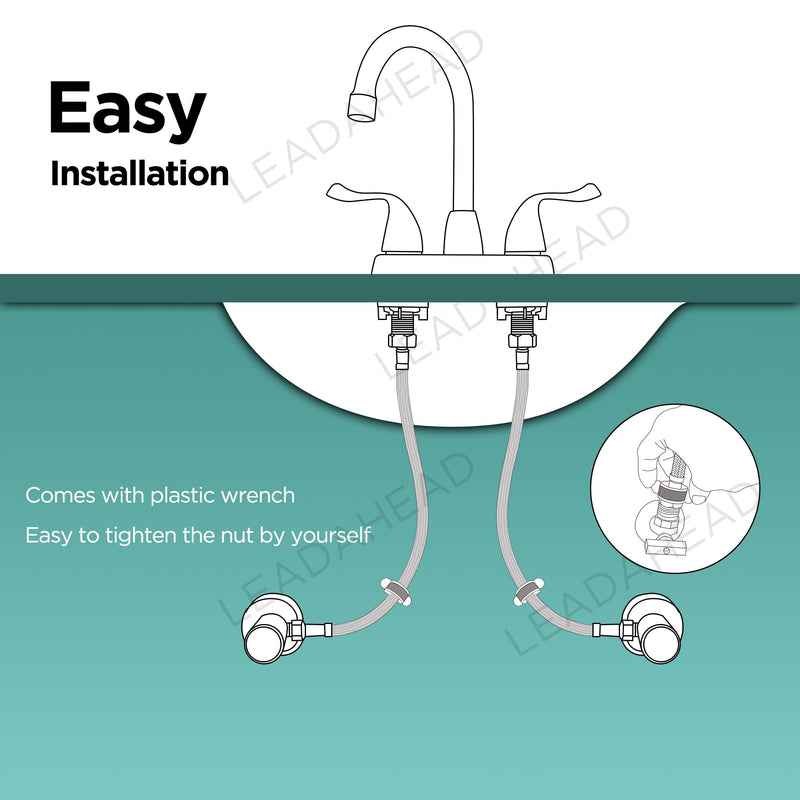 32-Inch Faucet Connector Flexible Hose Stainless Steel Braided Supply Line 1/2" FIP x 3/8" COMP Connects Kitchen sink to Water Supply Pack of 2 32Inch