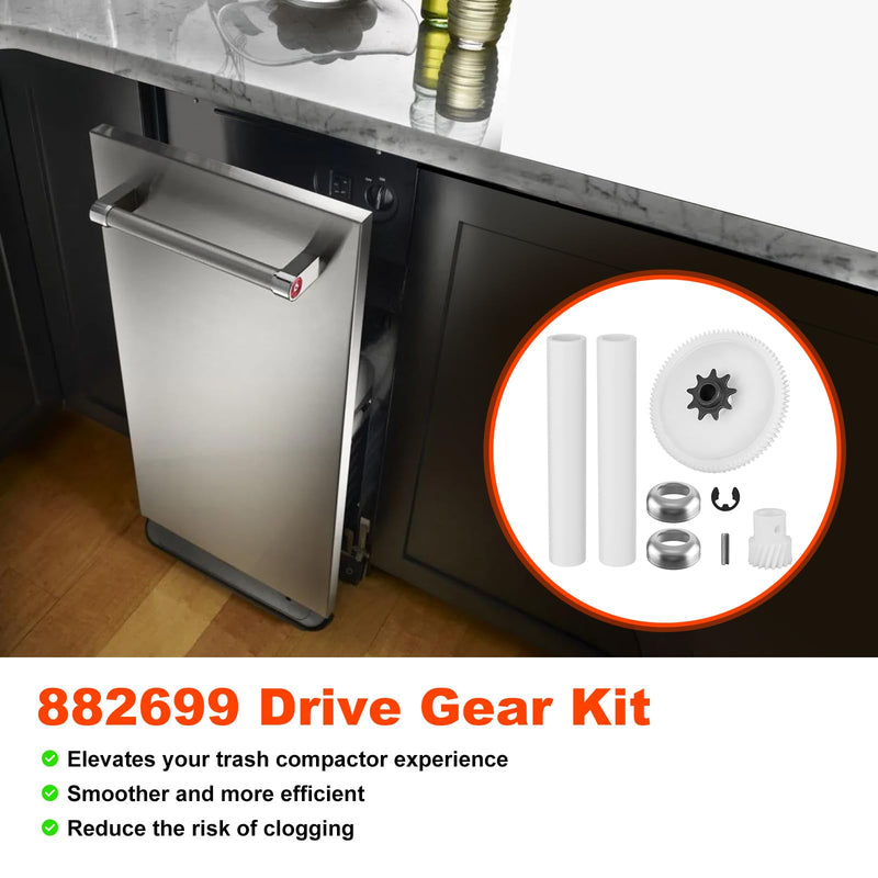 882699 Trash Compactor Drive Gear Kit Replacement Kenmore Whirlpool Jenn-Air Trash Compactor Gear PS398589 735285 749046 777103 AP3122987 EAP398589 Trash Compactor Parts