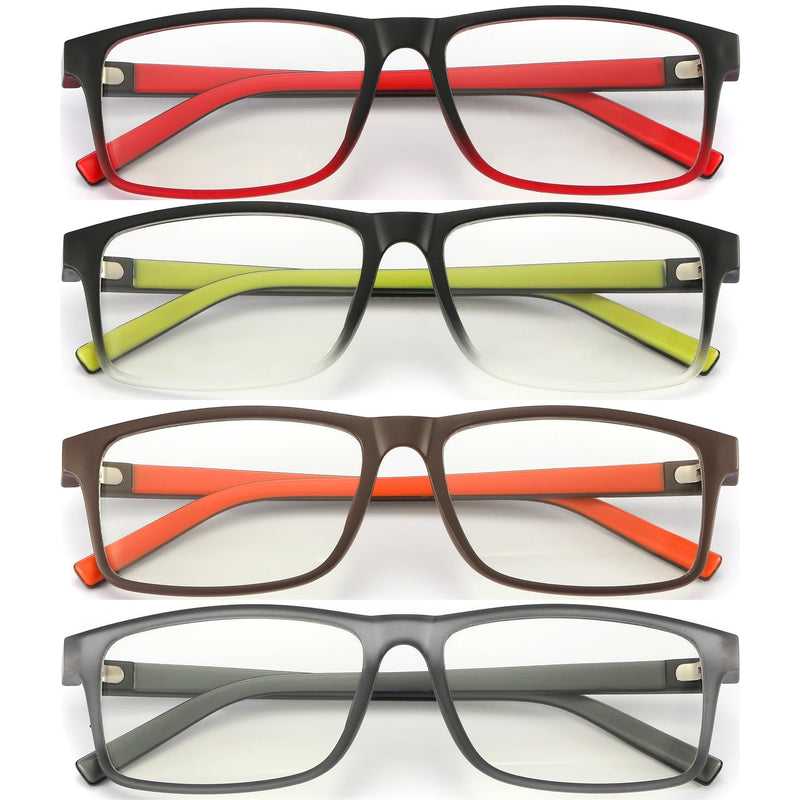 4 Pack 2.75 Reading Glasses Men Readers Blue Light Blocking Computer Eyeglasses Comfortable Rubber Temple Wide Frame 4 Pack Mix a 2.75 x