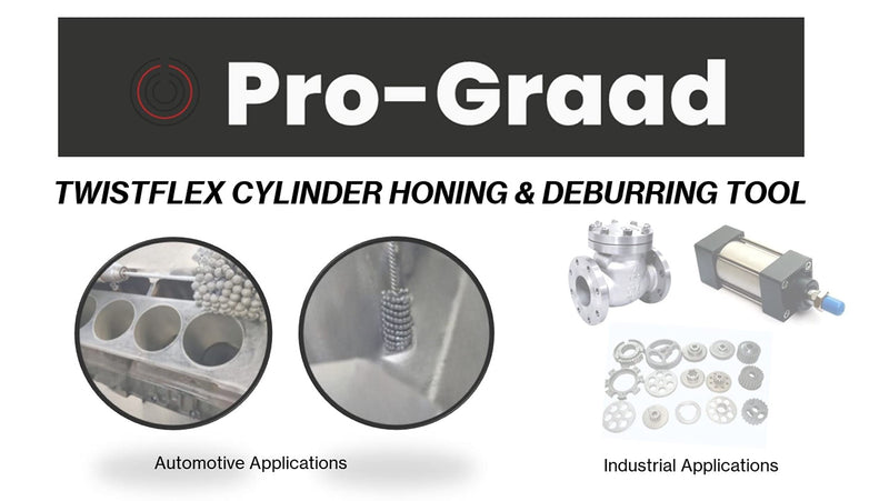 Pro-Graad TwistFlex Cylinder Hone | 4-1/8” 240SC Flexible Cylinder Honing & Deburring Tool | 4.125" Bore Brush for Hole Diameters 3.90” – 4.15” | Silicon Carbide 240 Grit 0.354" Shank 13-1/2" Length
