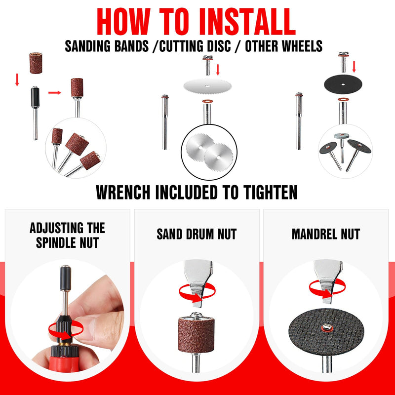 EWORK 71PCS Mini Rotary Tool, 5-Speed Rotary Tool Kit for DIY Enthusiasts Red (71pcs)