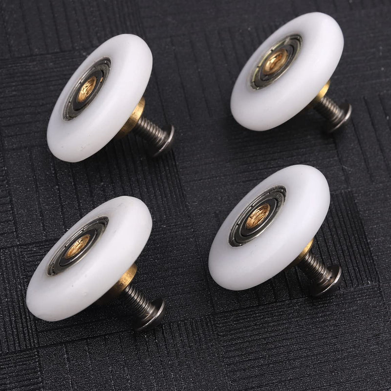 Atoplee 4 pcs Shower Door Rollers Runners Wheels - Replacement Part Bathroom Glass Door Runner Sliding Shower Door Roller Wheel (Roller Diameter 27mm) Roller Diameter 27mm