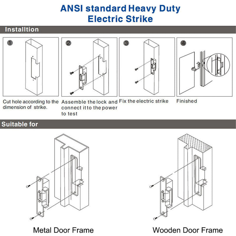 UHPPOTE ANSI Standard Heavy Duty Electric Strike Lock Fail Secure for Door Access Control System Mortise or Cylindrical Lock