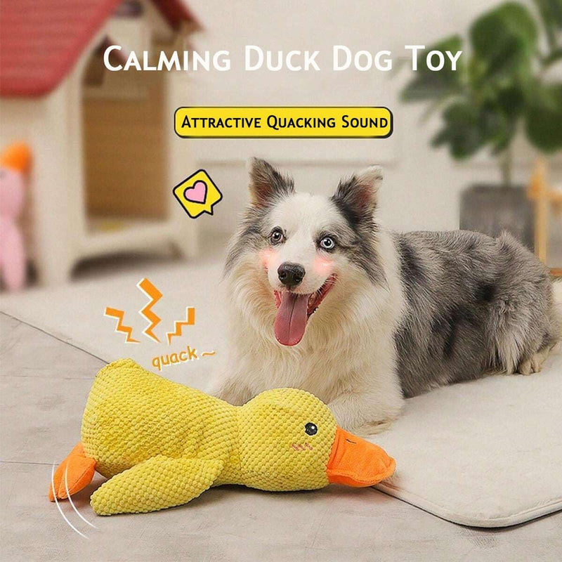 Mellow Dog Calming Duck, The Mellow Ducks Calming Pillow, The Quack-Quack Ducks Dog Toy, Cute Yellow Stuffed Calmings Duck Dog Toys with Soft Squeaker, Interactive Dog Toys for Aggressive Chewers