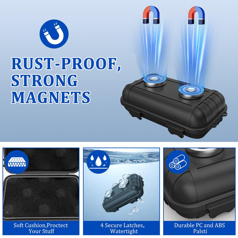 Magnetic Key Box, Hide a Key Magnetic Car Waterproof Key Case for Outside Travel, Hide a Key Box for Cars, SUV, Truck - Black, 2Pack 2 Pack