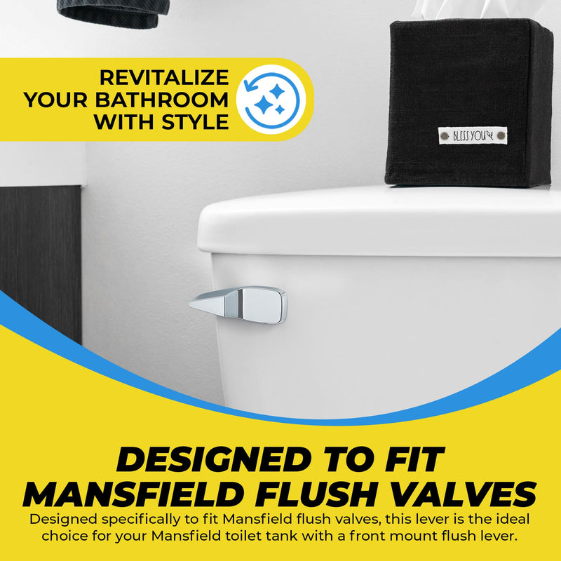 Toilet Tank Flush Lever Replacement for Mansfield - Front Mount, Chrome Finish Handle - Designed for Optimal functionality - Compatible with Mansfield Flush Valve Systems