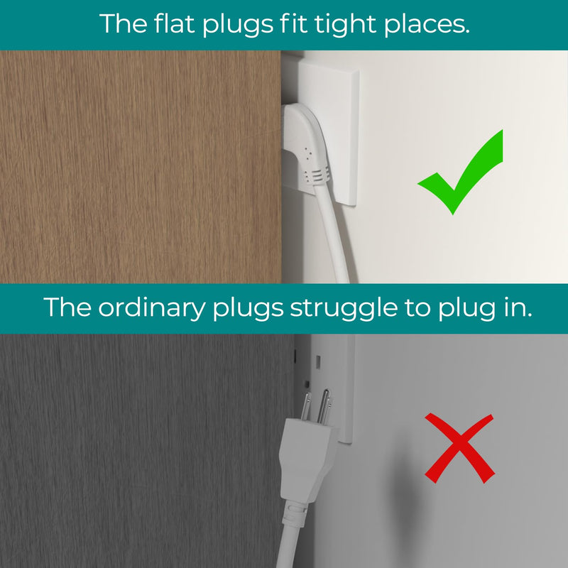 FIRMERST 6 Feet 1875W 15A Flat Plug Low Profile Extension Cord 14 AWG White 1