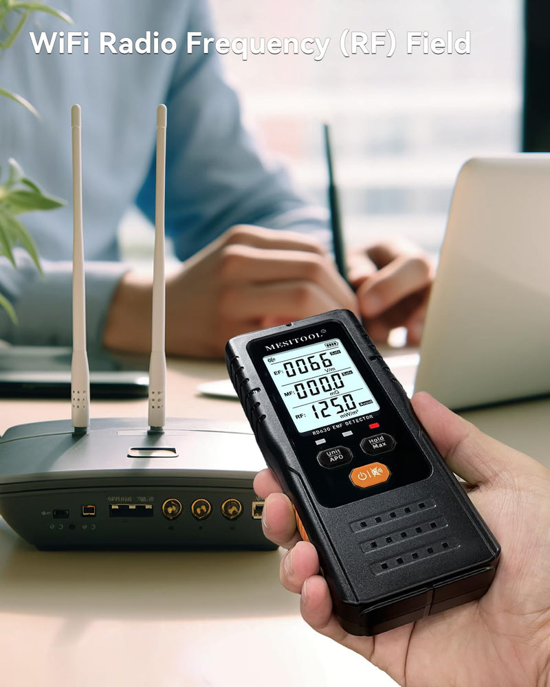 EMF Meter Digital Electromagnetic Field Radiation Detector Hand-held LCD 3 in 1 EMF Detector for EF/MF/RF,5G,WiFi for Home, Office and Outdoors (630W) 630W
