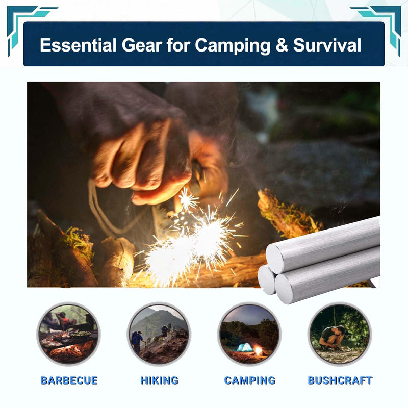 20-Pack 99% Pure Magnesium Fire Starter Rods (3.5x0.63 Inch) Compatible with Camping Survival & Outdoor Emergencies