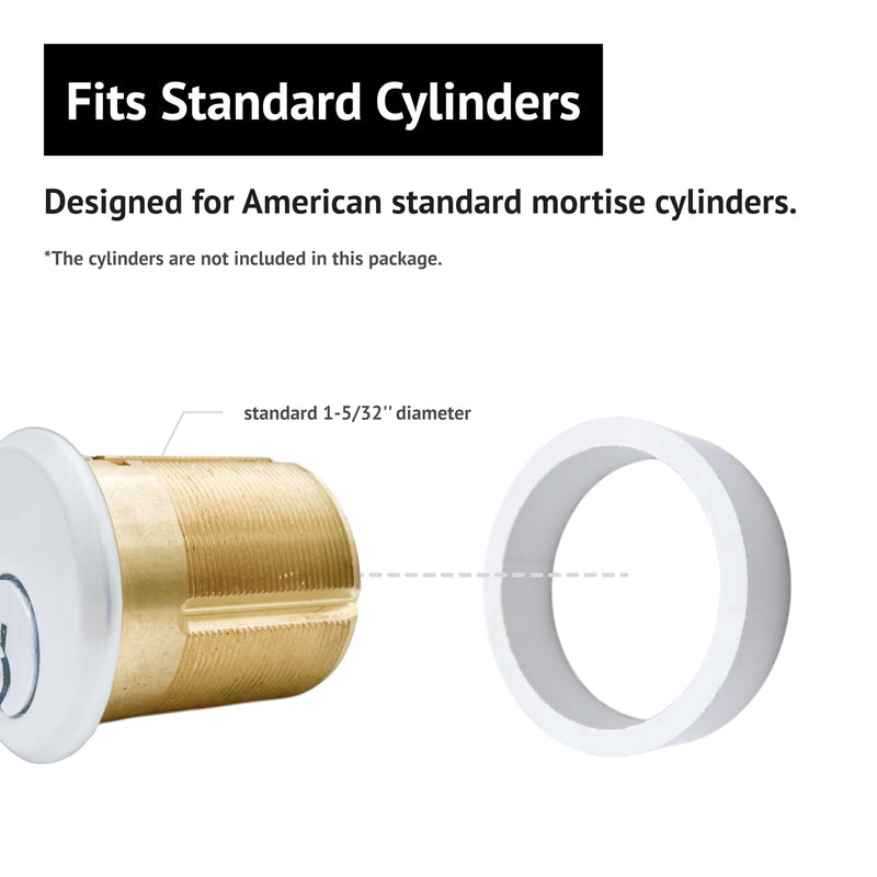 elox Solid Aluminum 3/8" (9.1mm) Mortise Cylinder Collars – 10 Pack, Aluminum Finish 9.1mm