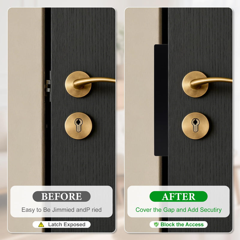 Door Latch Guard Plate, 11” Latch Guard Plate Cover – Cover The Latch Gap Between Door and Door Frame Protect Against Forced Entry, Outswing Door Security Protector, Heavy Duty (11”) 11”