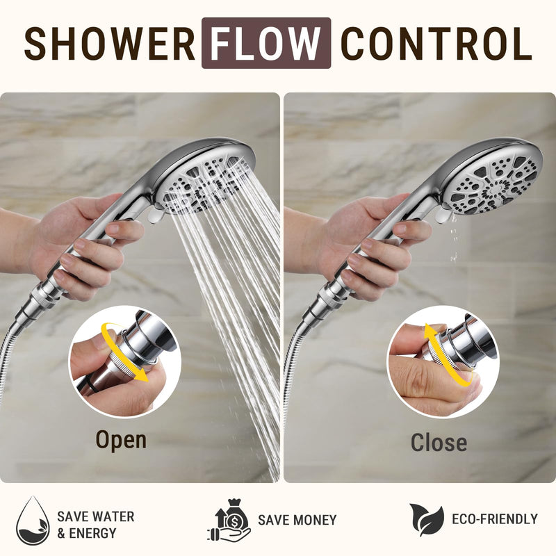 G-Promise All Metal Shower Head Shut Off Valve, G1/2" Shower Flow Control Valve for Handheld or Bidet Sprayer (Chrome) Chrome
