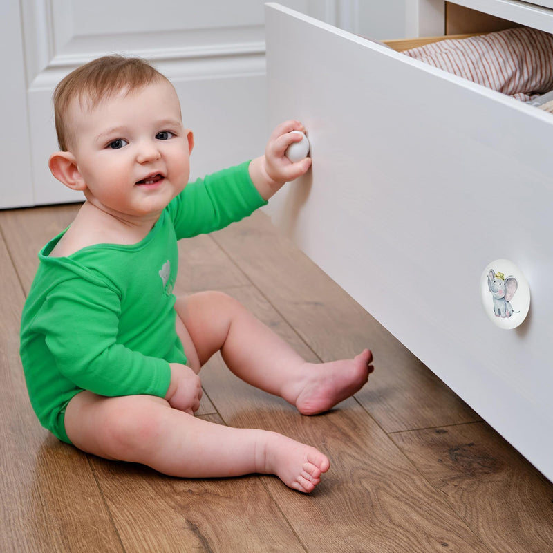 8Pack1.5 Ceramic Elephant Animals Knob Nursery Kids Dresser Drawer Handles Nature Themed Cabinet Knobs and Pulls