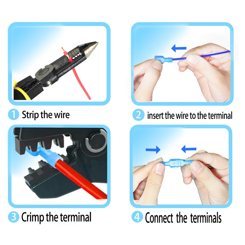 50PCS Nylon Spade Quick Disconnect Connectors Kit 22-10 AWG Male and Female Electrical Wire Connectors Kit Electrical Insulated Wire Crimp Cold-Pressed Terminals for Automotive,Electronics