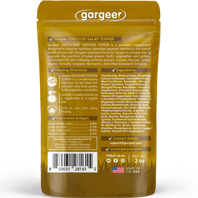 2oz Desert/Grassland Tortoise Food Supplement, Flower Salad Mix Topper. Supercharge Appetite, Health & Immune System. Complete Diet, Rich with Vitamins, Made in The USA. Enjoy! Grassland Tortoise Topper 2 Ounce (Pack of 1) - PawsPlanet Australia