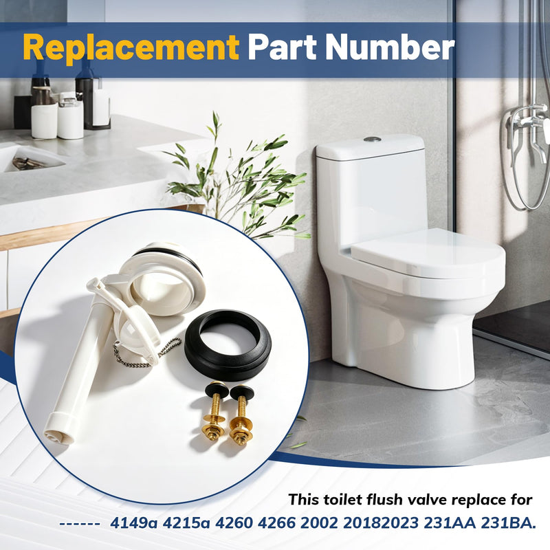 Toilet Flush Valve Replace for 4149a 4215a 4260 4266 Toilet Parts,Compatible with American Standard Champion 4,Titan,Duravit,Flush Valve,Includes Flapper Gasket Bolt Kit