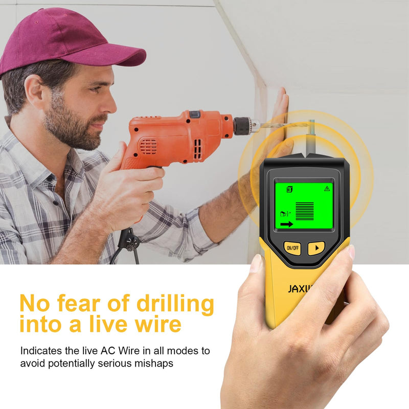Stud Finder Wall Scanner - 5 in 1 Stud Finder Tool w/Smart Chip and HD LCD Display, Stud Detector Beam Finders for the Center and Edge of Wood AC Wire Metal Studs Joist Pipe (Buttercup) Buttercup