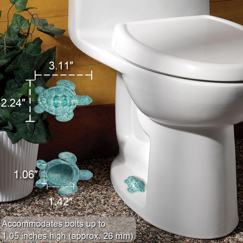 Turtle Toilet Bolt Caps Decorative Toilet Screw Cover Caps Sea Turtle Bathroom Accessories Decor Covers for Bottom Floor Knob Coastal Home Beach House, Easy to Install 2pcs Teal Turtle