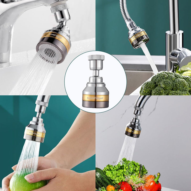 Kitchen Faucet Spray Head, Solid Brass and Stainless Steel, 360 Degree Rotatable Aerator – 3 Flow Mode Adjustable, High Pressure Booster, Anti-Splash, Water Saving Faucet Sink Short