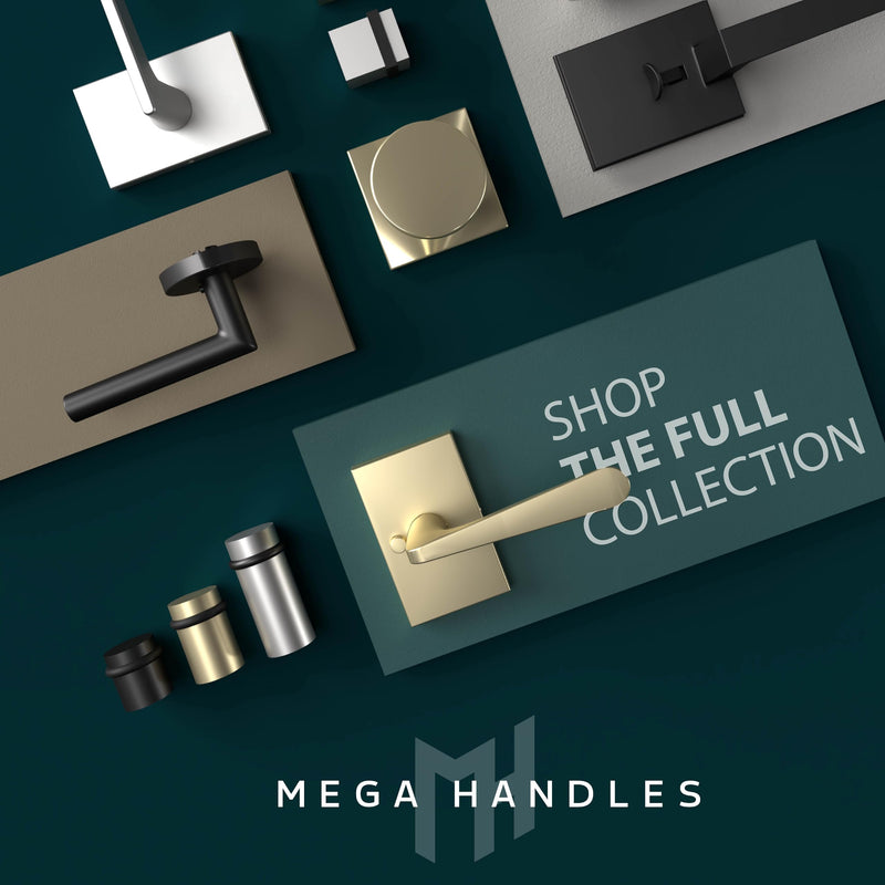 Mega Handles Ridge Door Handle (1 Pack), Privacy Lock, Matte Black 1