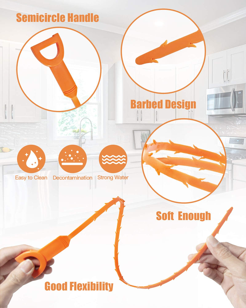 25inch Hair Drain Clog Remover Tool(6pcs), 24inch Drain Cleaner Sticks To Drain Hair Clog For Remover (1pcs), Drain Hair Remover Tool For Sewer, Toilet, Kitchen Sink, Bathroom Tub,(6+1)