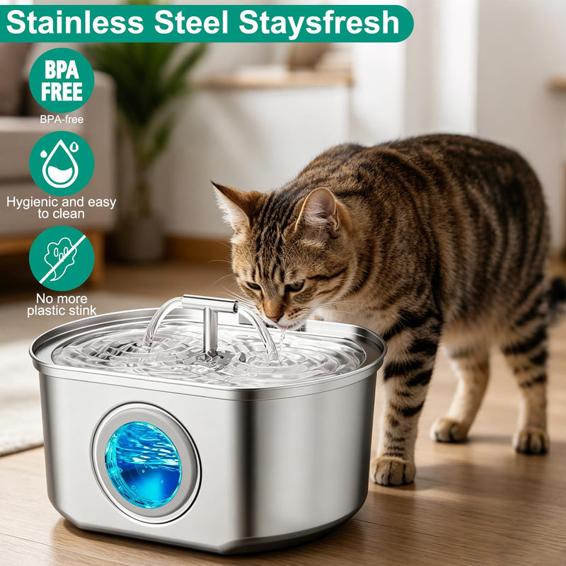 24 Pack Cat Fountain Replacement Filters for Neareal 108oz/3.2L Stainless Steel Pet Water Fountain, Pet Water Fountain Fliters (12 Filters & 12 Sponges)