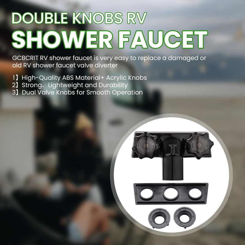 RV Shower Faucet, RV Bathtub Faucet with Shower Diverter, 4” Shower Valve Diverter Assembly Kit, Camper Shower Faucet, RV Shower Valve for RV Camper Van Travel Trailer Motorhome (Black) Black